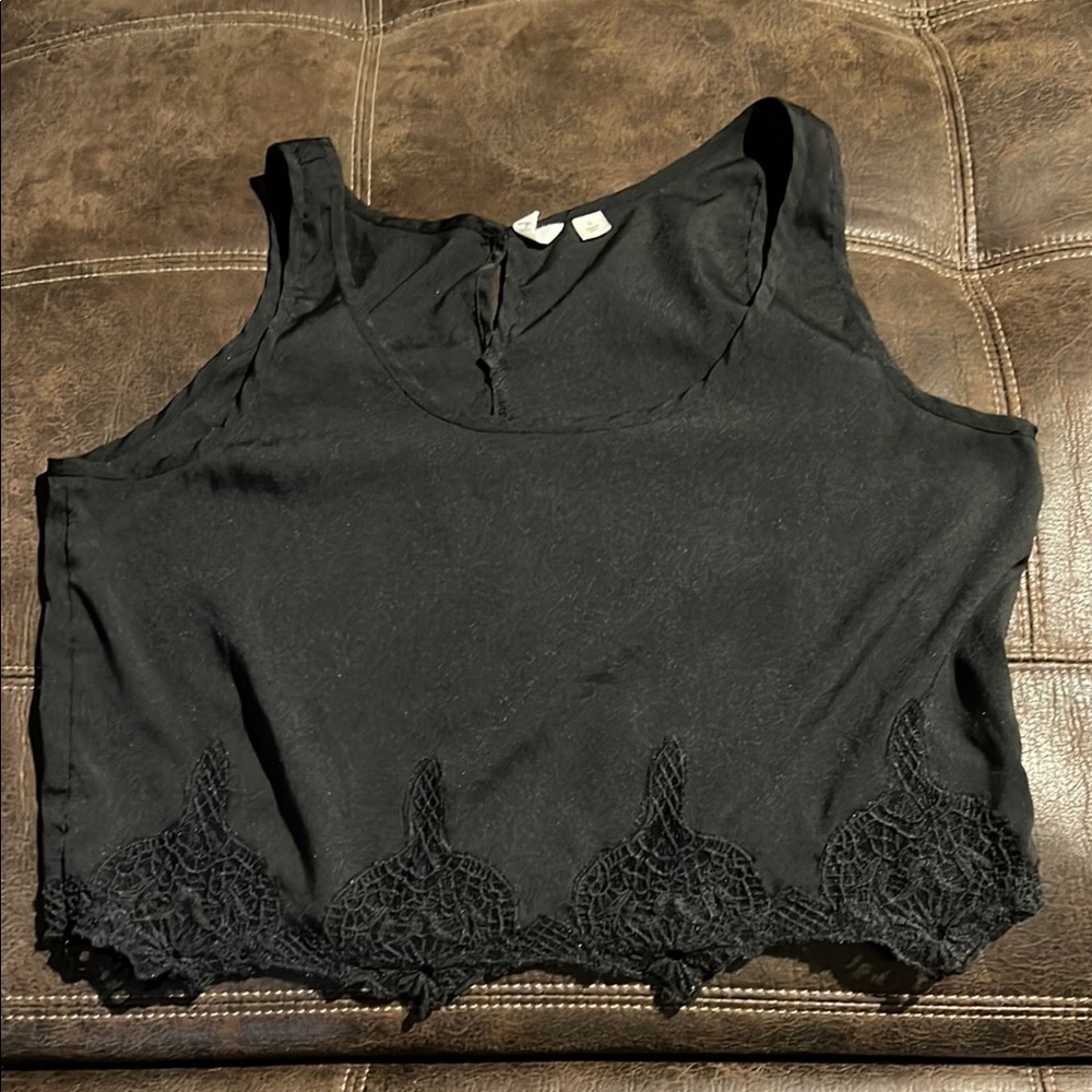 Frenchi Black Embellished Crop Tank Top